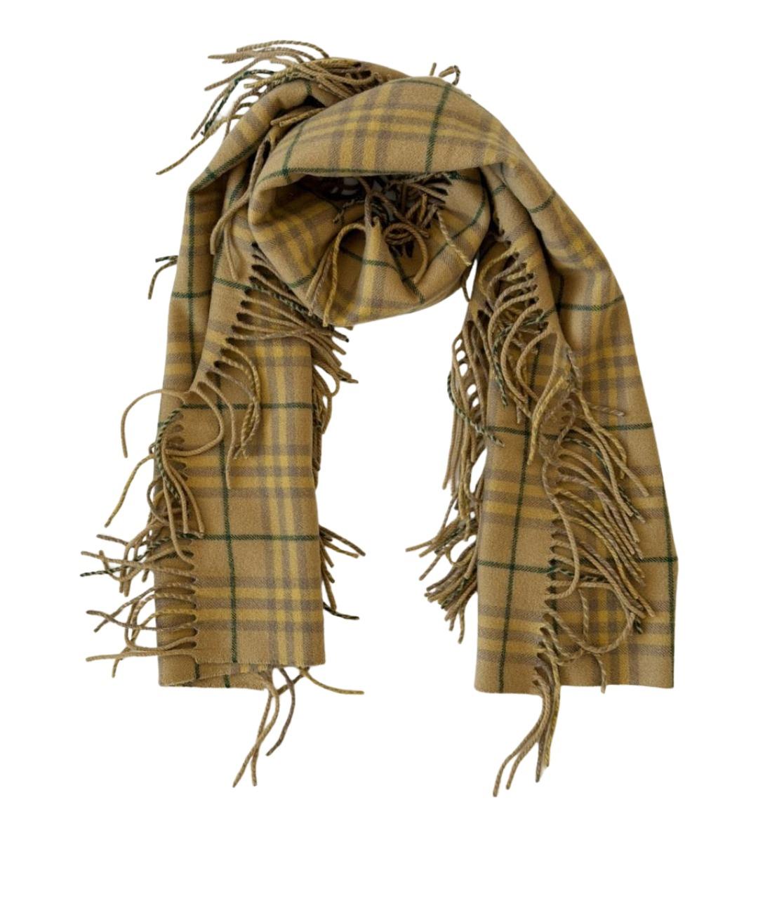 BURBERRY Горчичный кашемировый шарф, фото 1