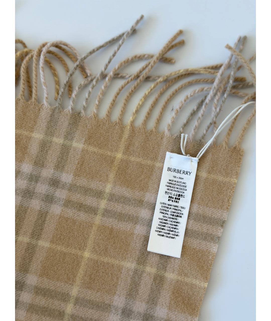 BURBERRY Бежевый кашемировый шарф, фото 3