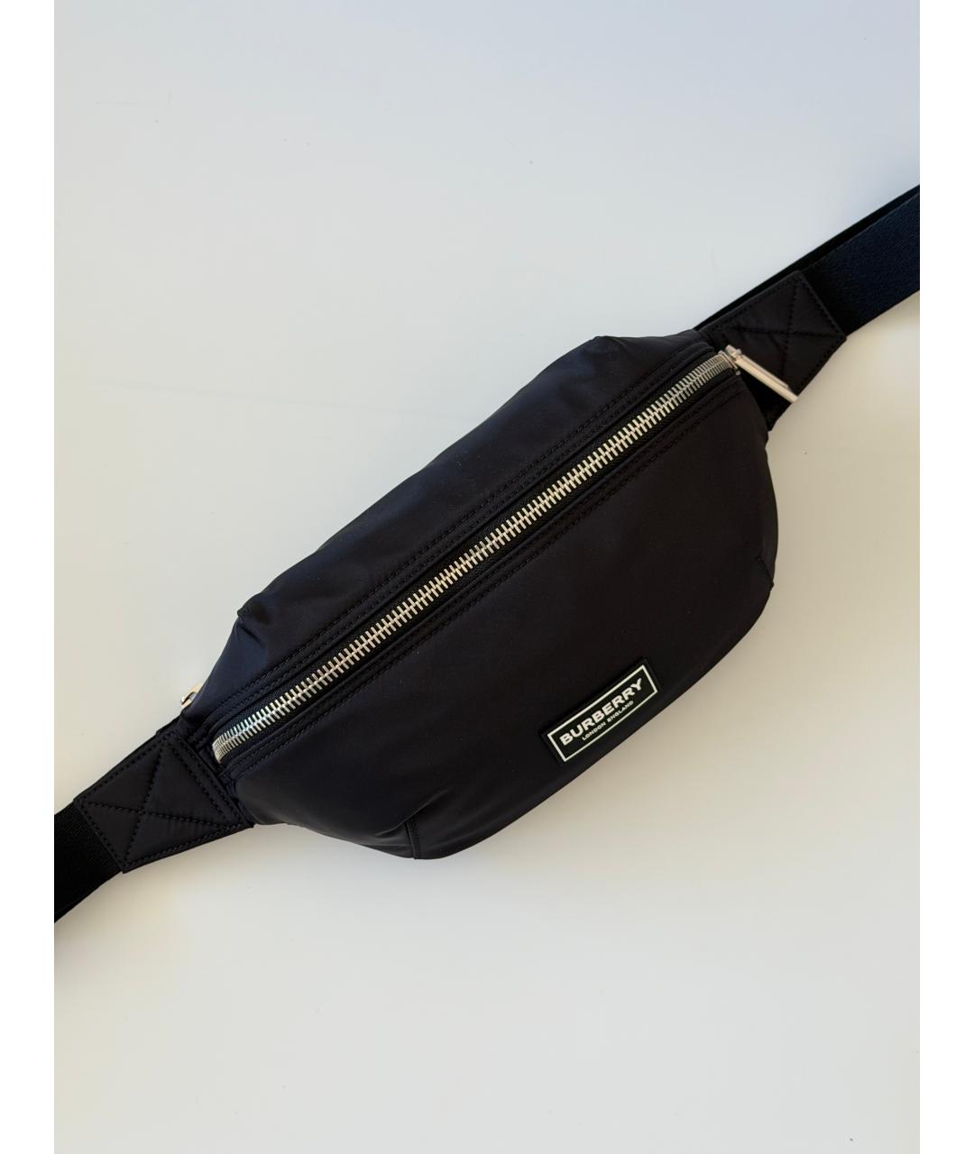 BURBERRY Черная синтетическая поясная сумка, фото 6