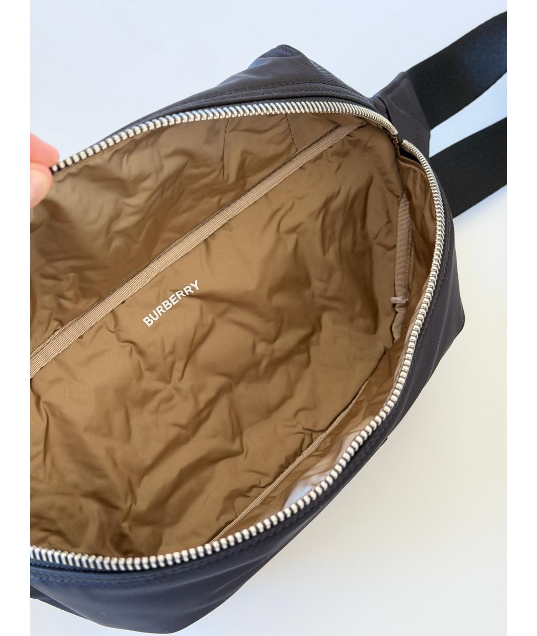 BURBERRY Черная синтетическая поясная сумка, фото 5