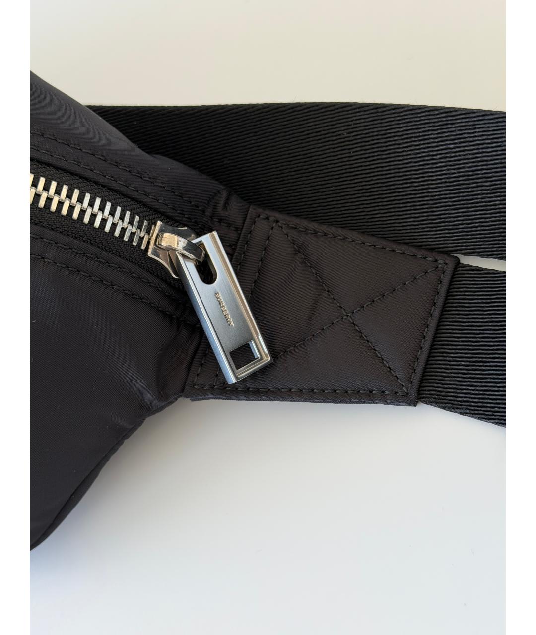 BURBERRY Черная синтетическая поясная сумка, фото 4