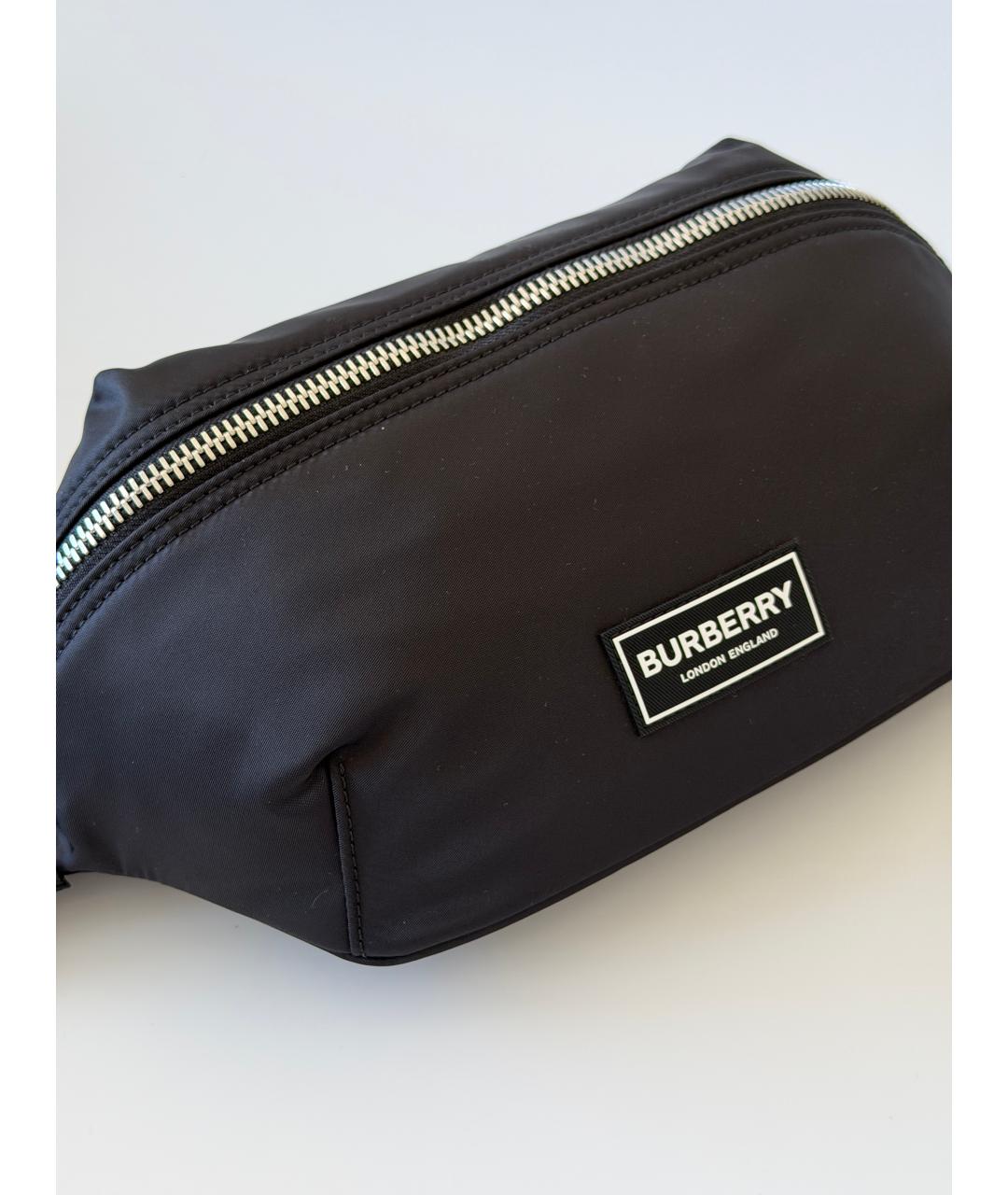 BURBERRY Черная синтетическая поясная сумка, фото 2