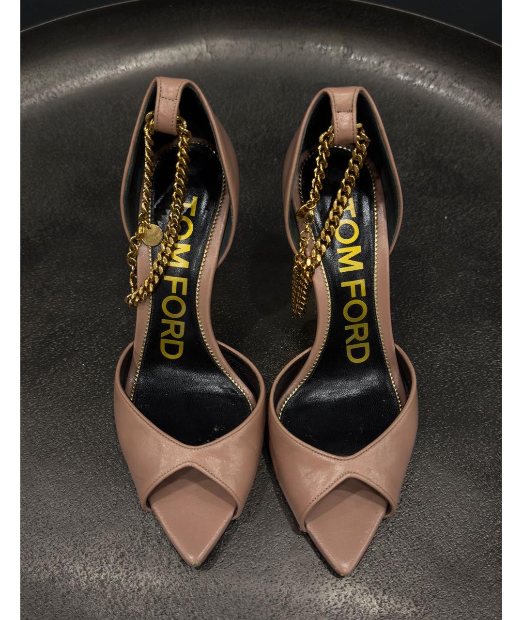 TOM FORD Бежевые кожаные босоножки, фото 2