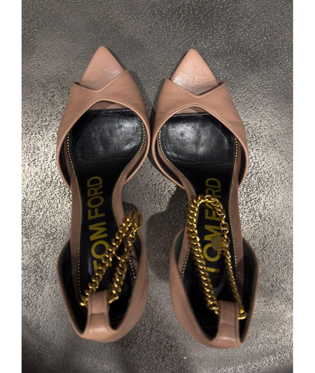 TOM FORD Бежевые кожаные босоножки, фото 3