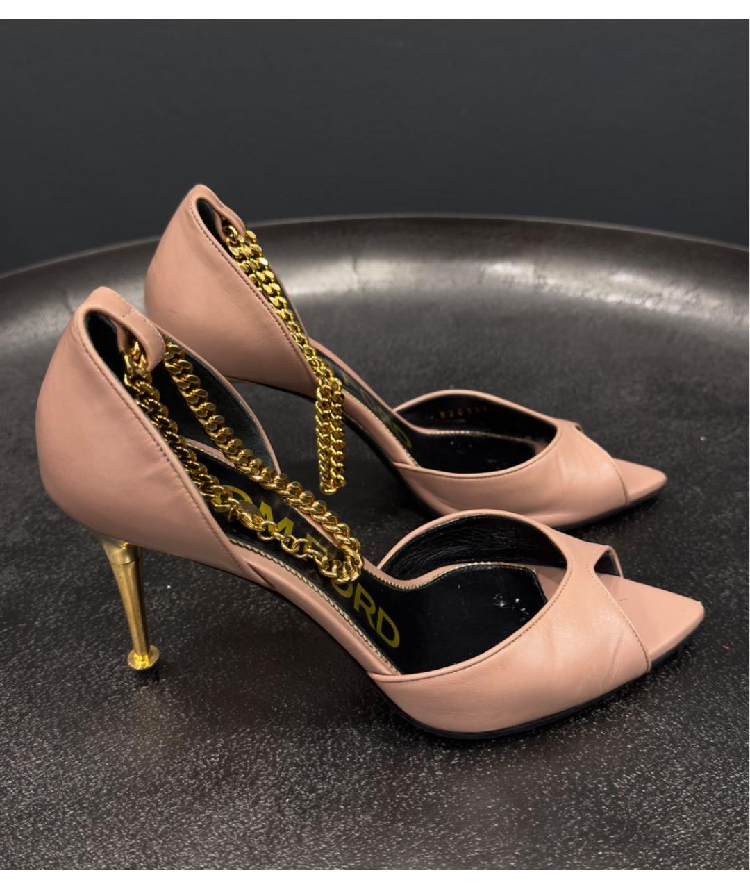 TOM FORD Бежевые кожаные босоножки, фото 5