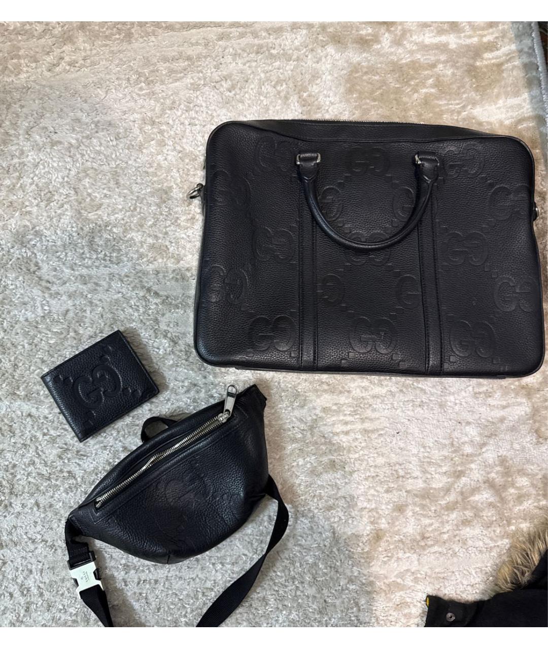 GUCCI Черный кожаный портфель, фото 5