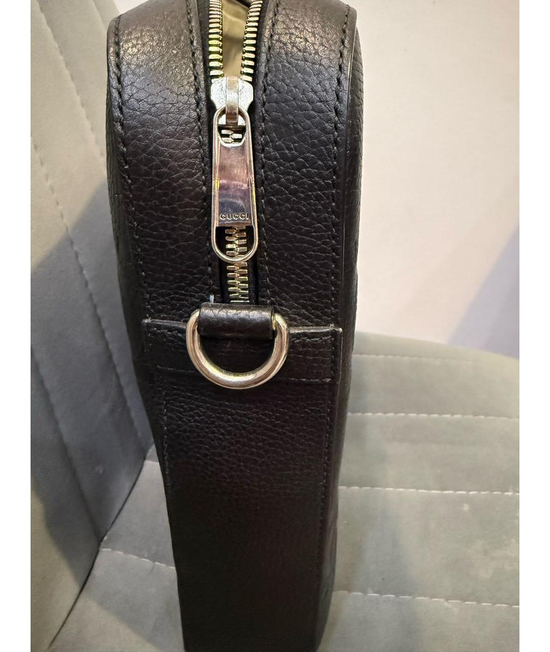 GUCCI Черный кожаный портфель, фото 2