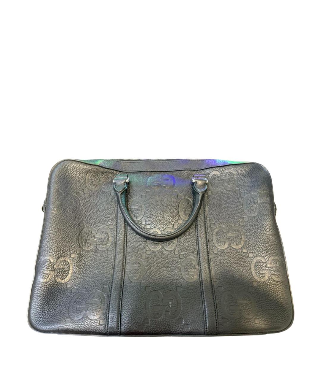 GUCCI Черный кожаный портфель, фото 1