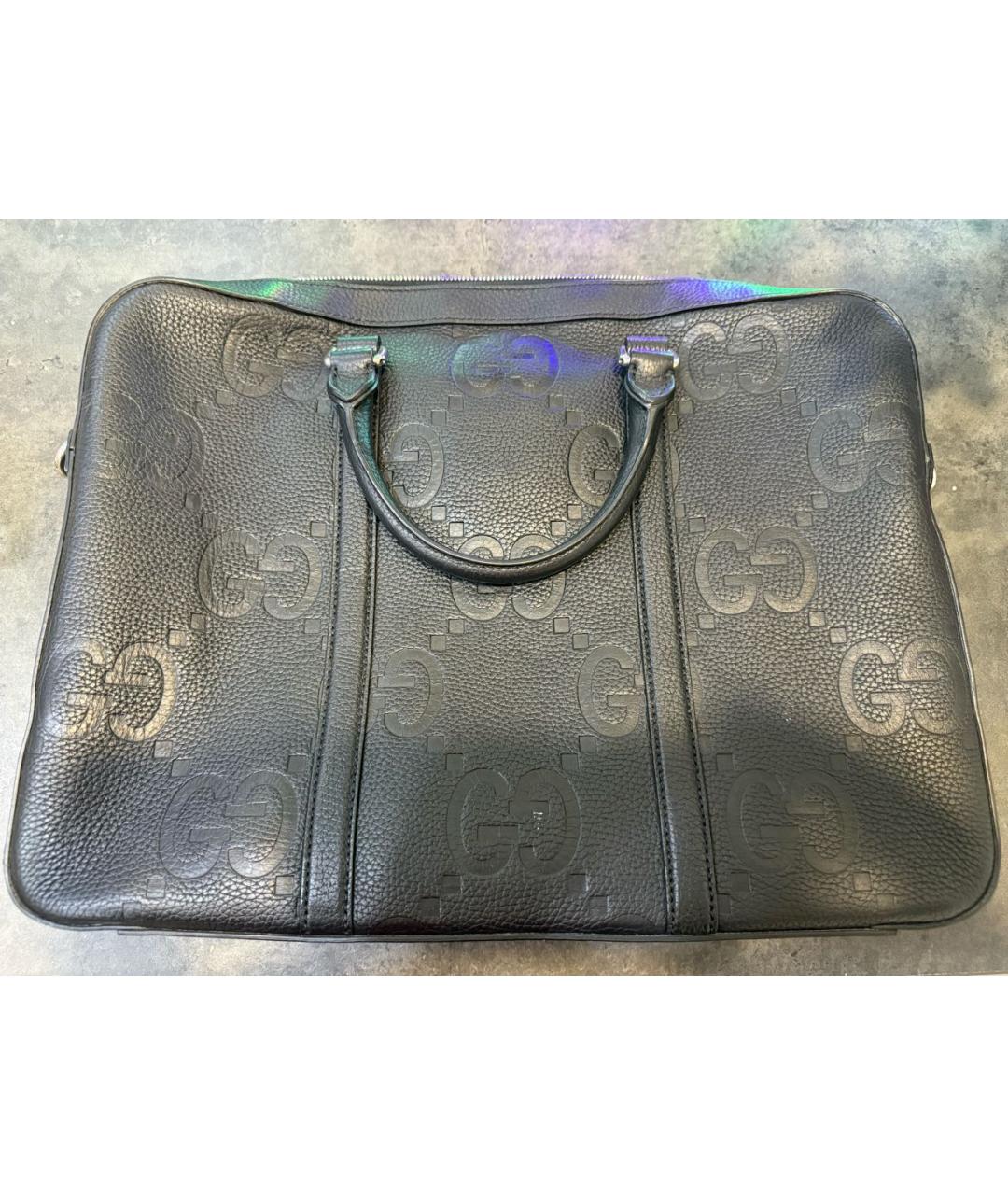 GUCCI Черный кожаный портфель, фото 6