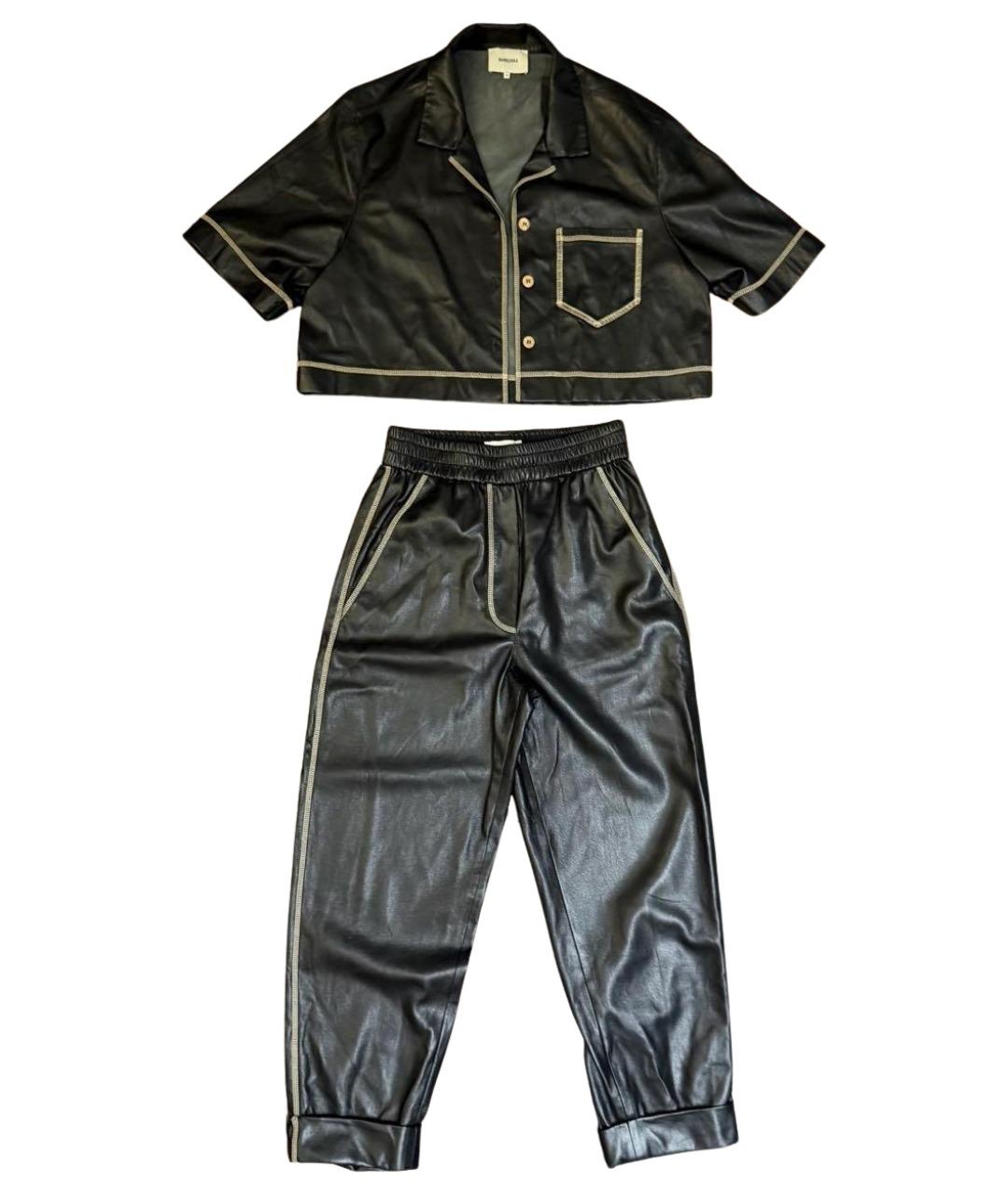 NANUSHKA Черный кожаный костюм с брюками, фото 1