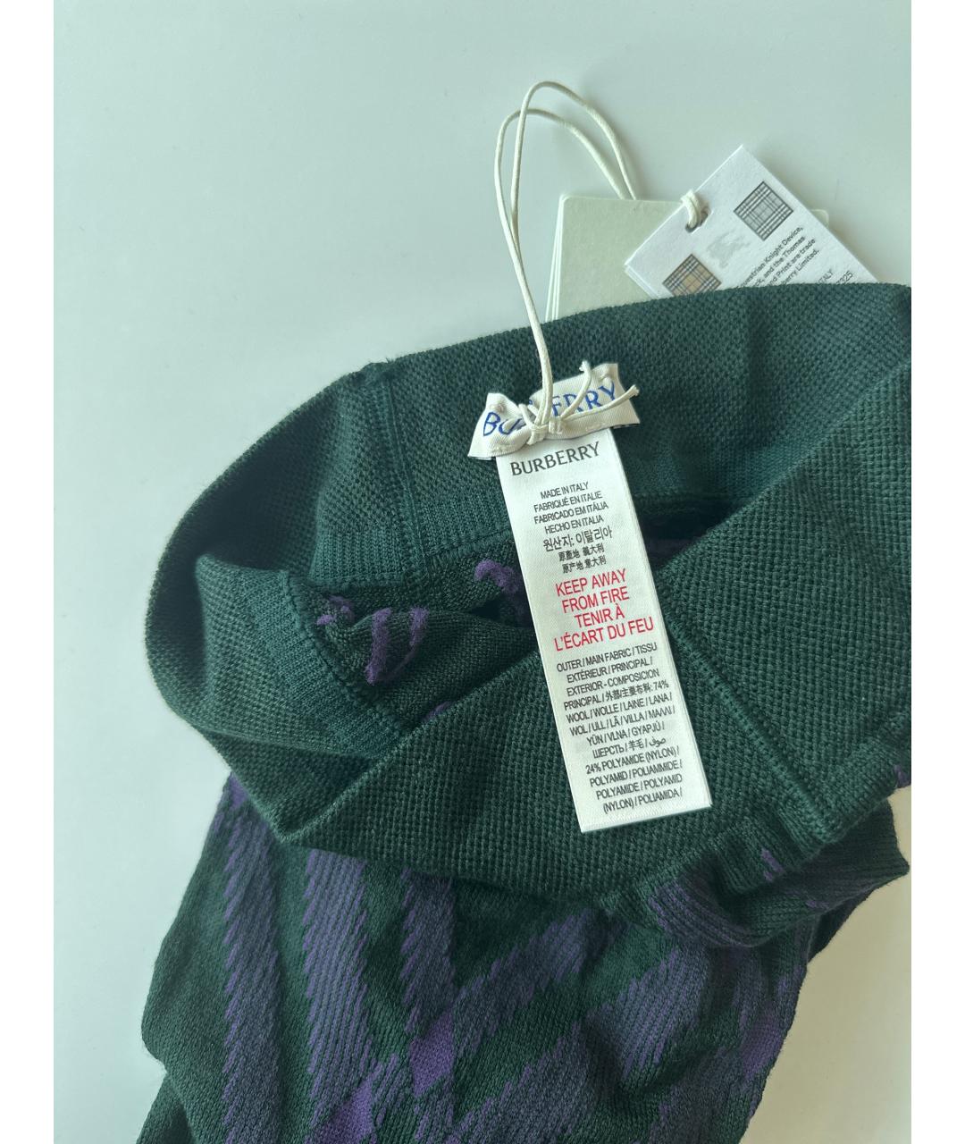 BURBERRY Зеленые носки, чулки и колготы, фото 2