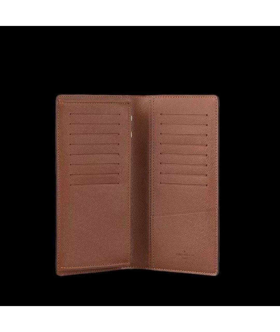 LOUIS VUITTON Коричневый кожаный кошелек, фото 3