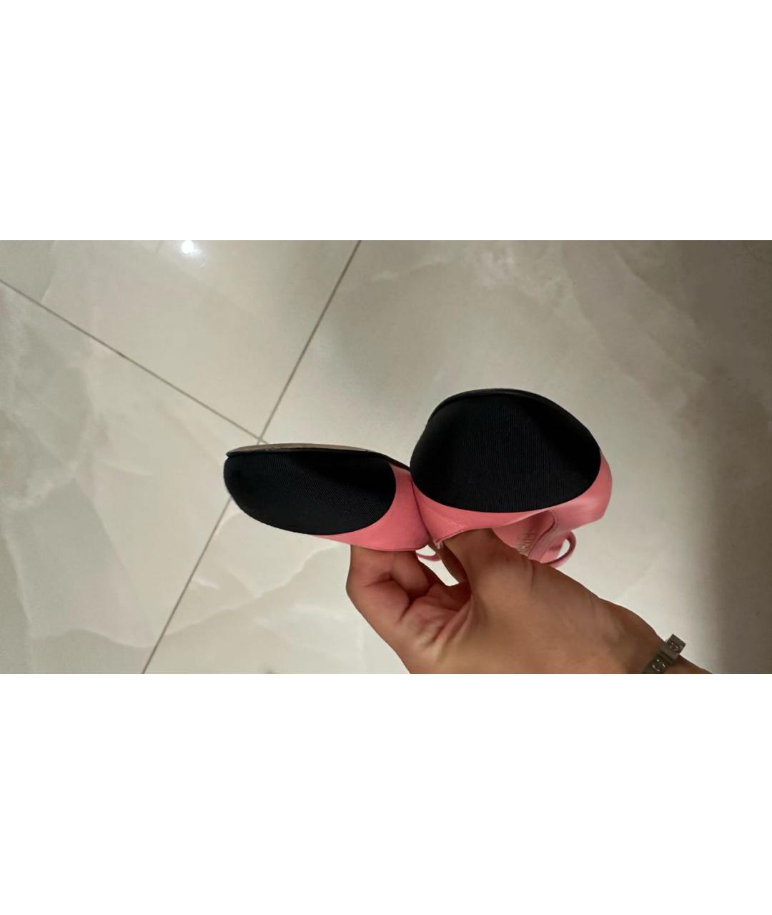 CHANEL Розовые текстильные босоножки, фото 5