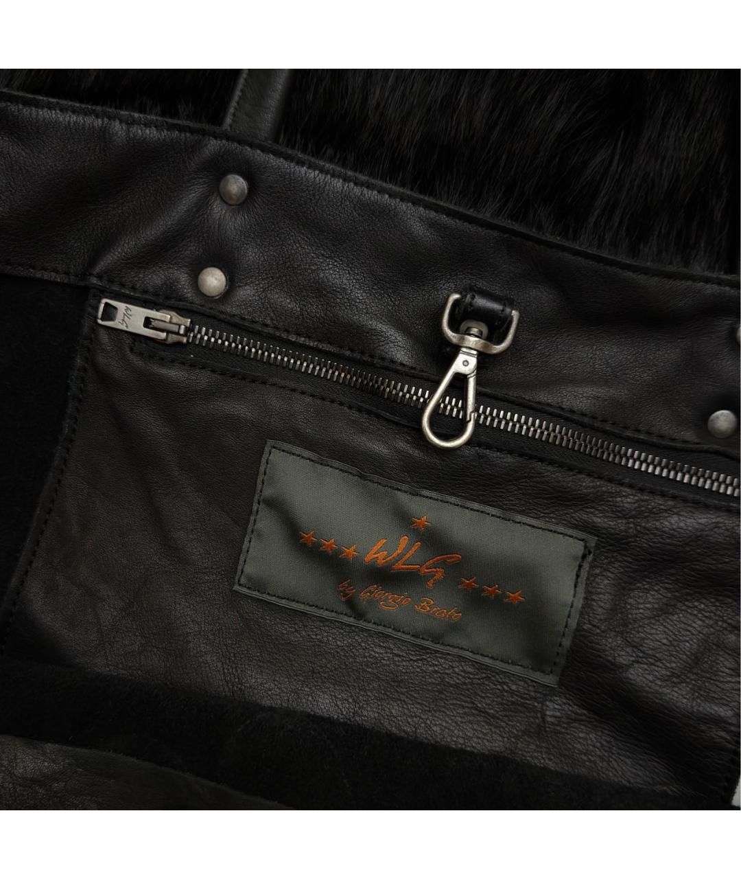 GIORGIO BRATO Черная кожаная сумка с короткими ручками, фото 5