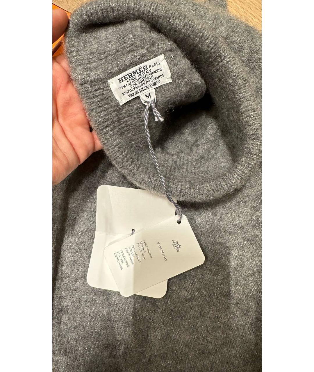 HERMES Серая кашемировая шапка, фото 4