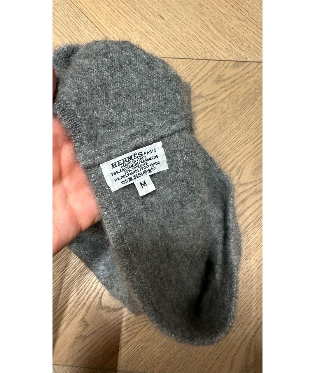 HERMES Серая кашемировая шапка, фото 5
