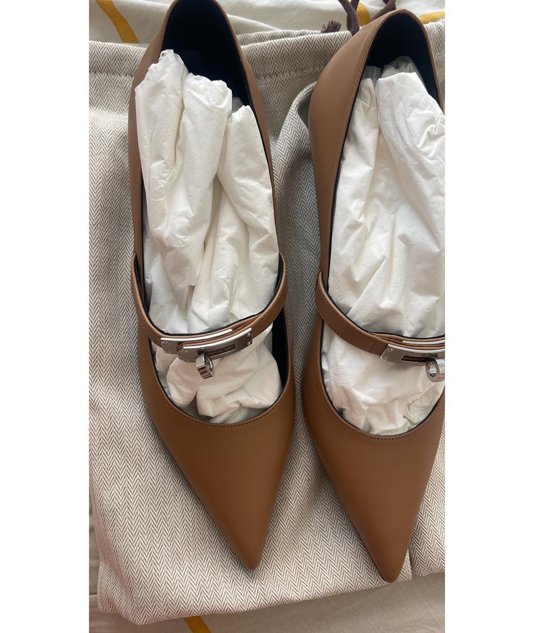 HERMES Бежевые кожаные туфли, фото 2