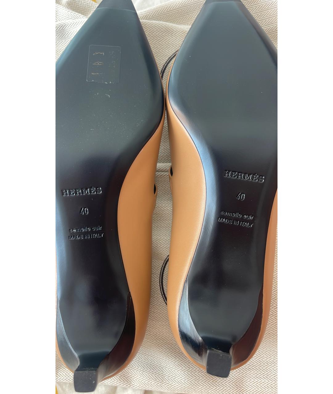 HERMES Бежевые кожаные туфли, фото 5