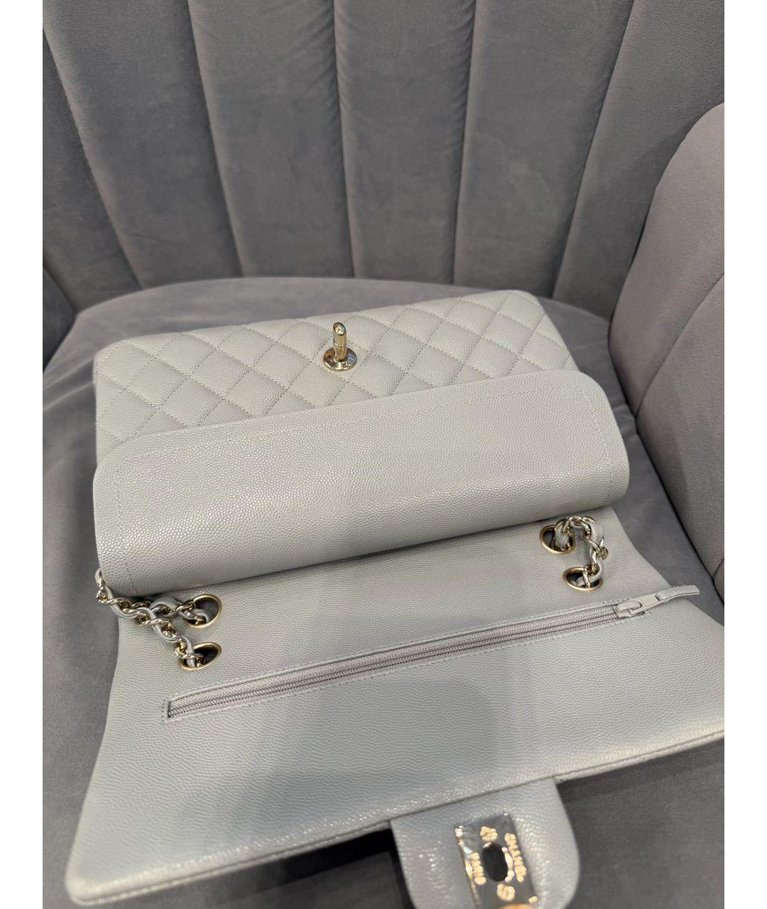 CHANEL Серая кожаная сумка через плечо, фото 5