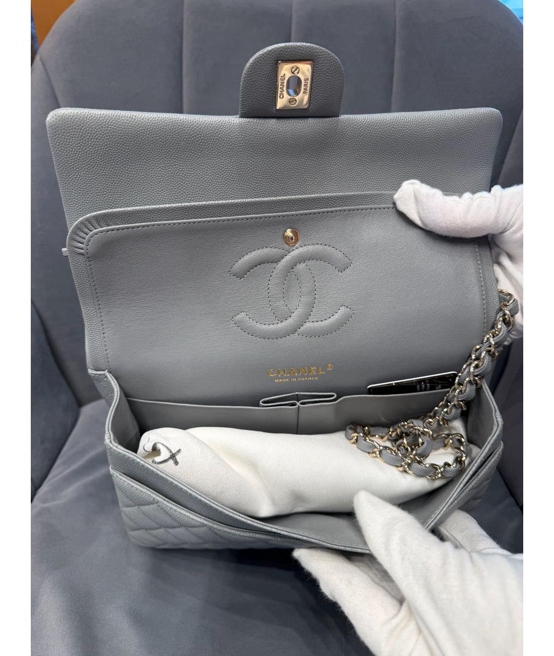 CHANEL Серая кожаная сумка через плечо, фото 7