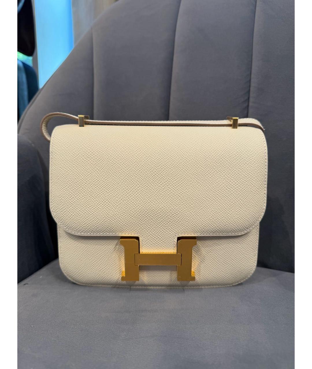 HERMES Бежевая кожаная сумка через плечо, фото 2