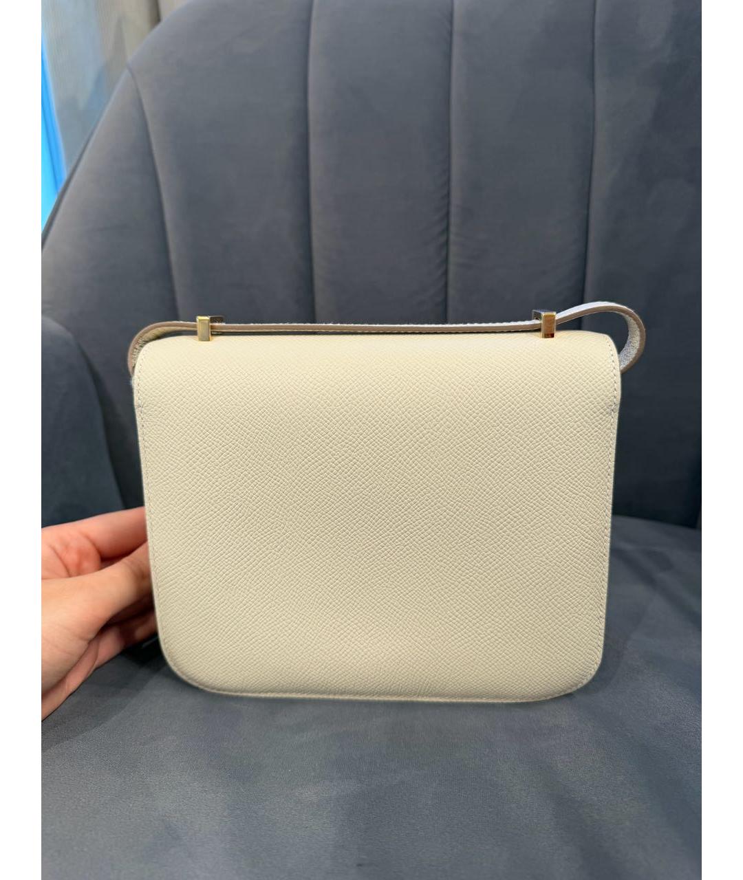 HERMES Бежевая кожаная сумка через плечо, фото 3