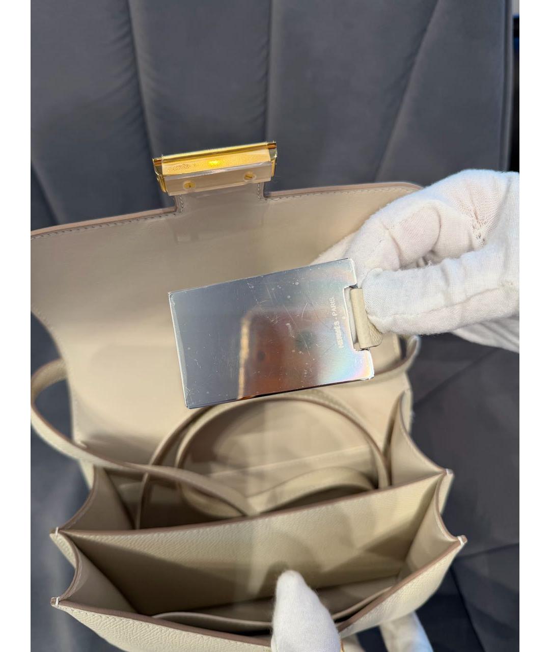 HERMES Бежевая кожаная сумка через плечо, фото 7