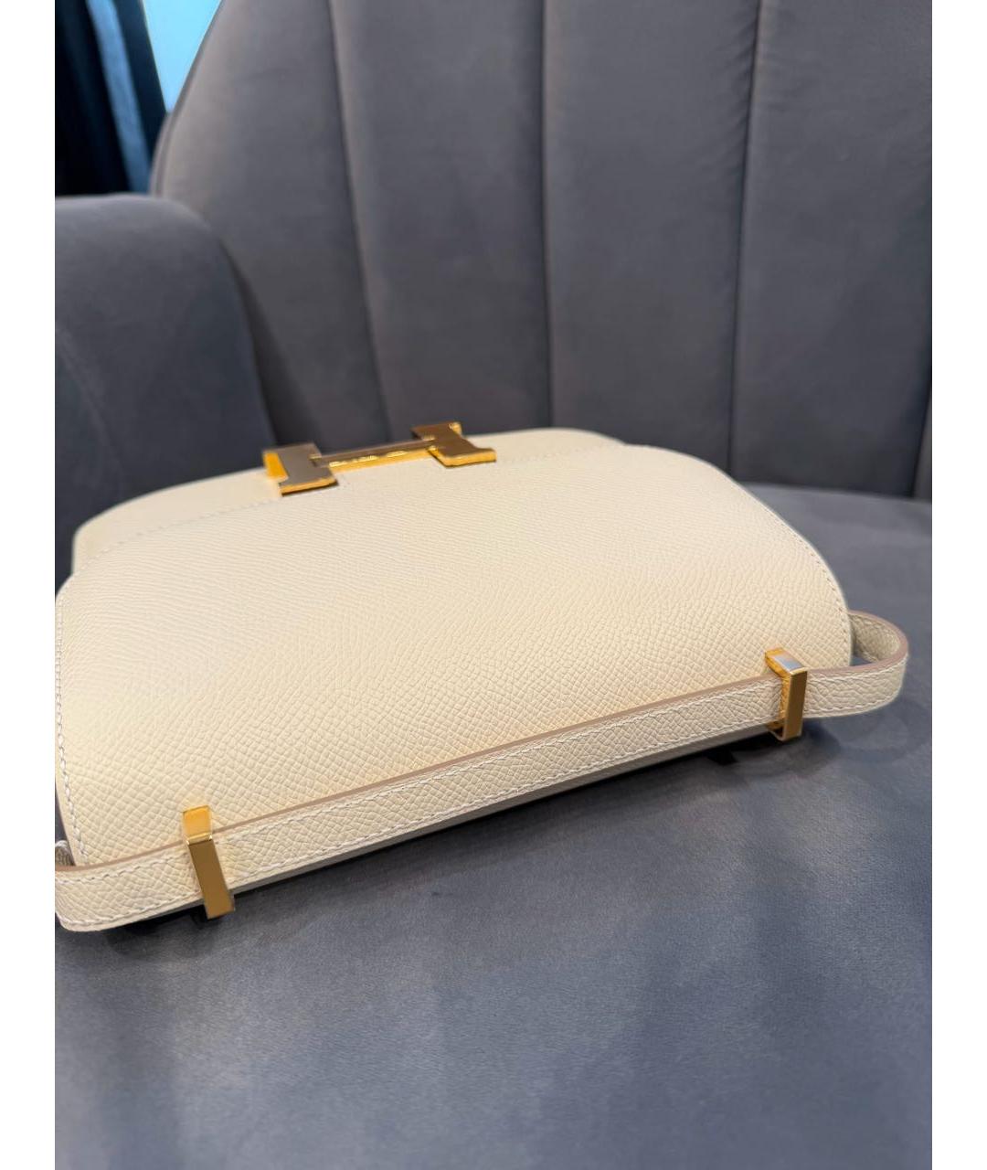 HERMES Бежевая кожаная сумка через плечо, фото 5