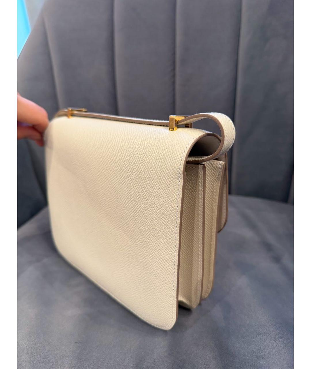 HERMES Бежевая кожаная сумка через плечо, фото 6