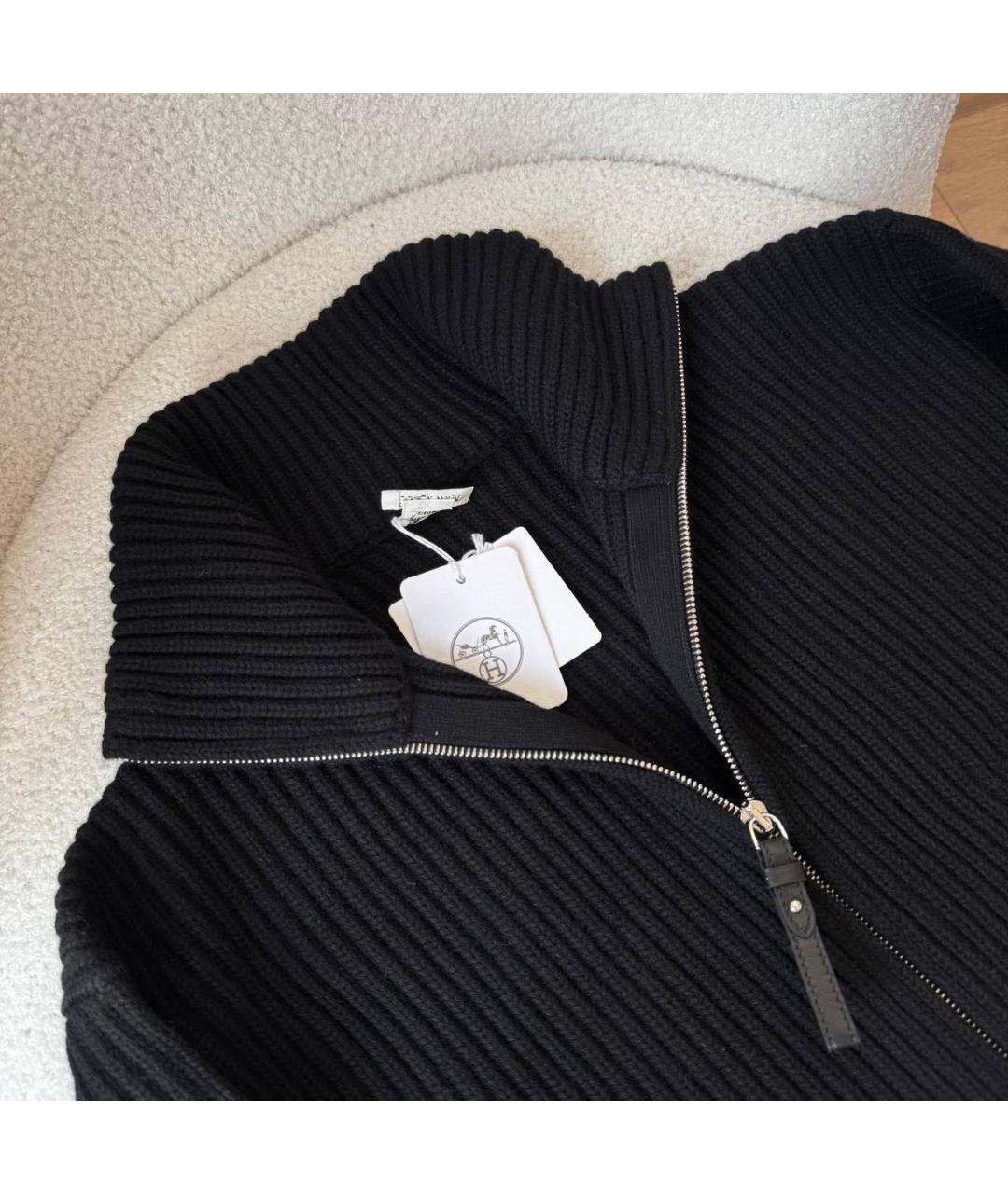 HERMES Черный шерстяной кардиган, фото 3