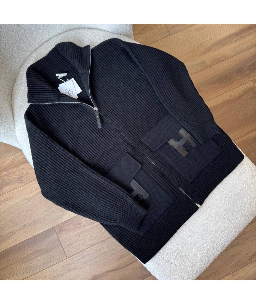 HERMES Черный шерстяной кардиган, фото 2