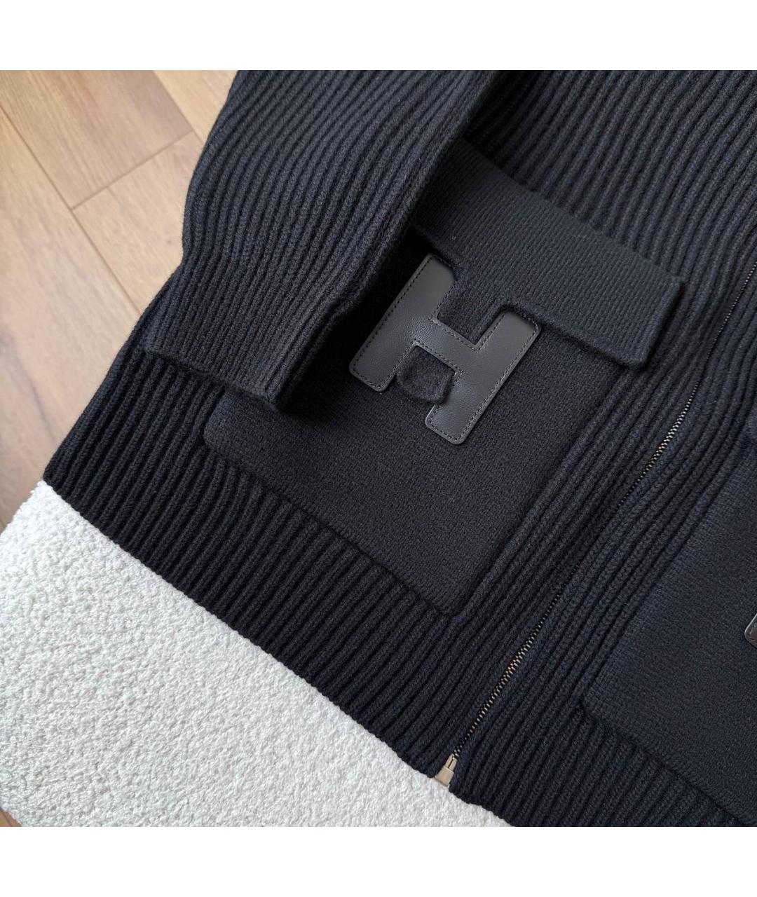 HERMES Черный шерстяной кардиган, фото 4