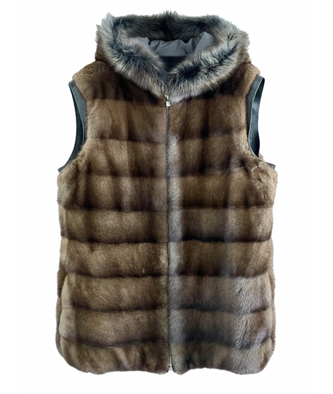 LORO PIANA Коричневый меховой жилет, фото 1