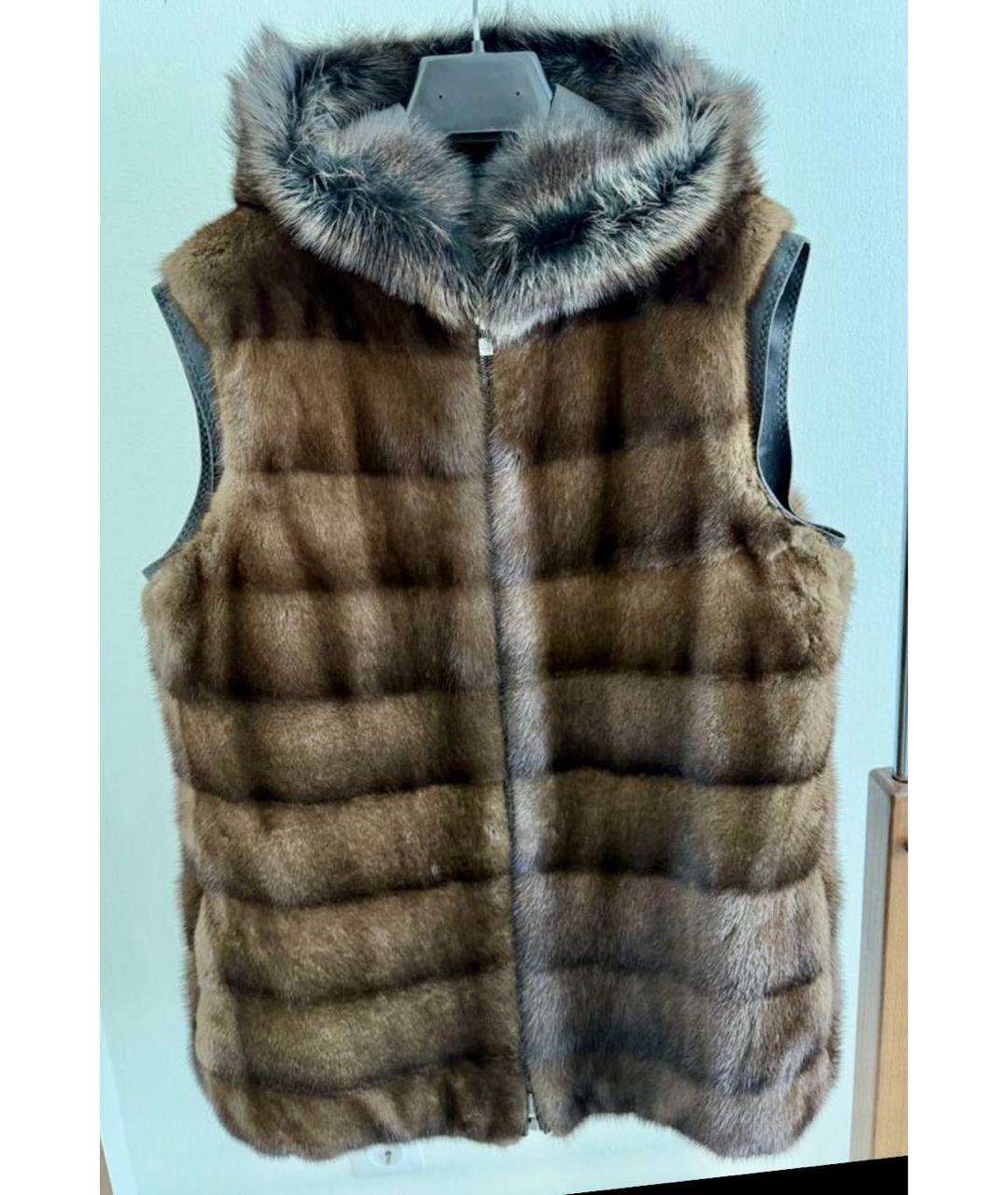 LORO PIANA Коричневый меховой жилет, фото 8