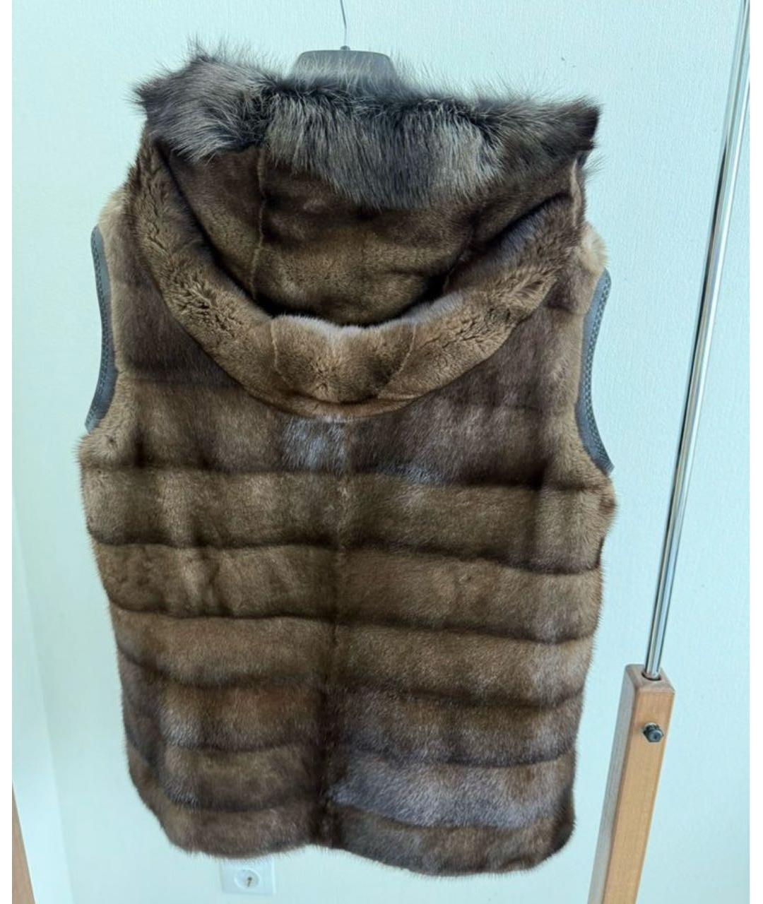 LORO PIANA Коричневый меховой жилет, фото 2