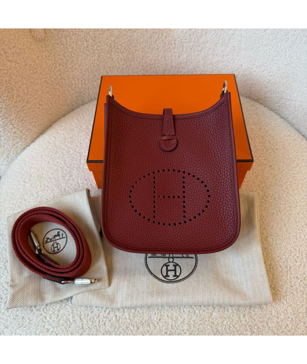 HERMES Бордовая кожаная сумка через плечо, фото 2