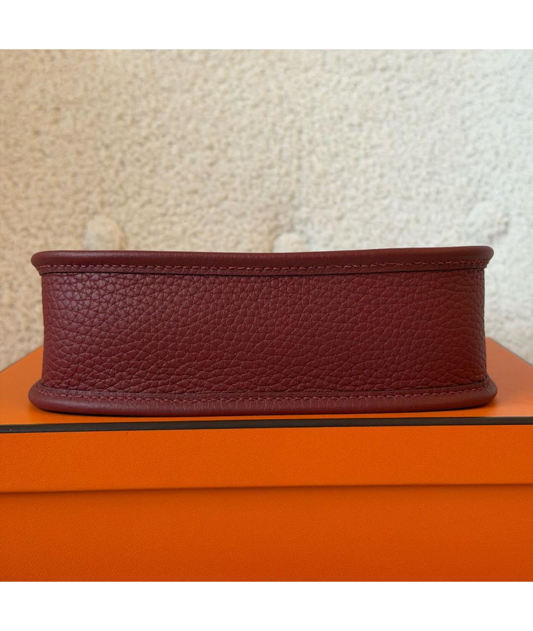 HERMES Бордовая кожаная сумка через плечо, фото 4