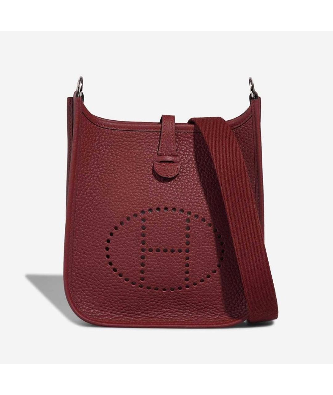 HERMES Бордовая кожаная сумка через плечо, фото 8