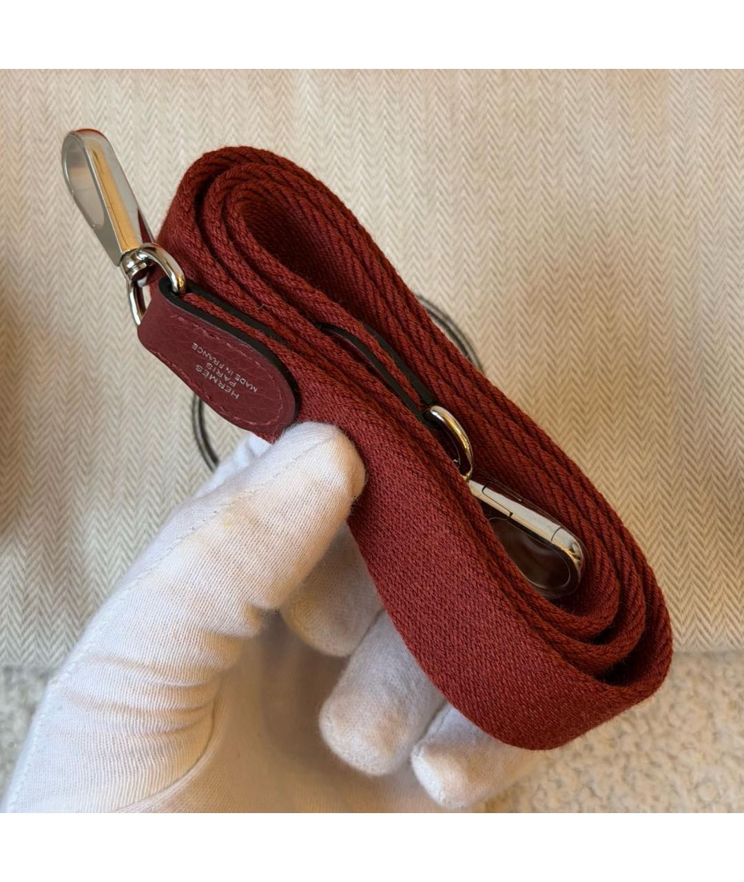 HERMES Бордовая кожаная сумка через плечо, фото 6