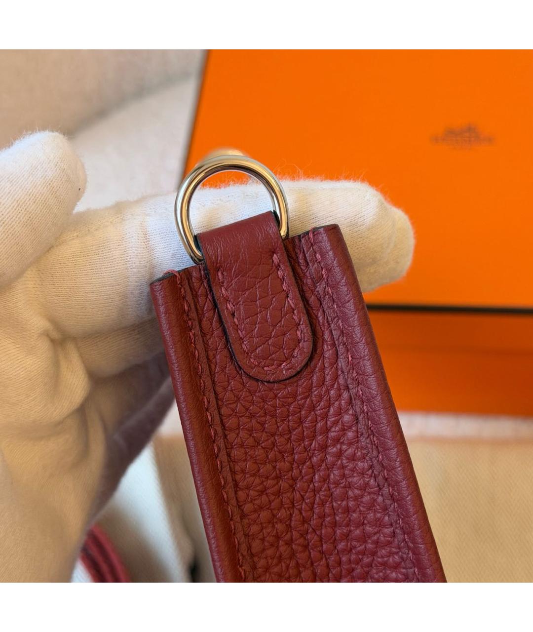 HERMES Бордовая кожаная сумка через плечо, фото 5