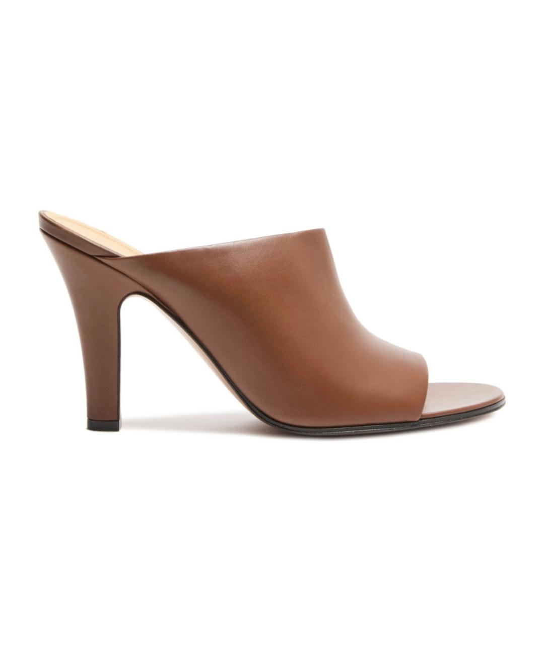 THE ROW Коричневые кожаные мюли, фото 1