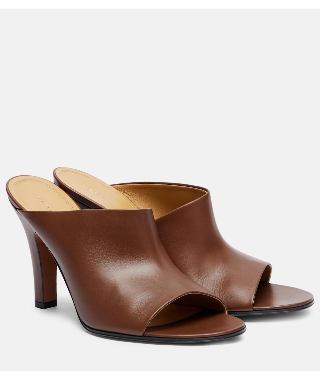 THE ROW Коричневые кожаные мюли, фото 4