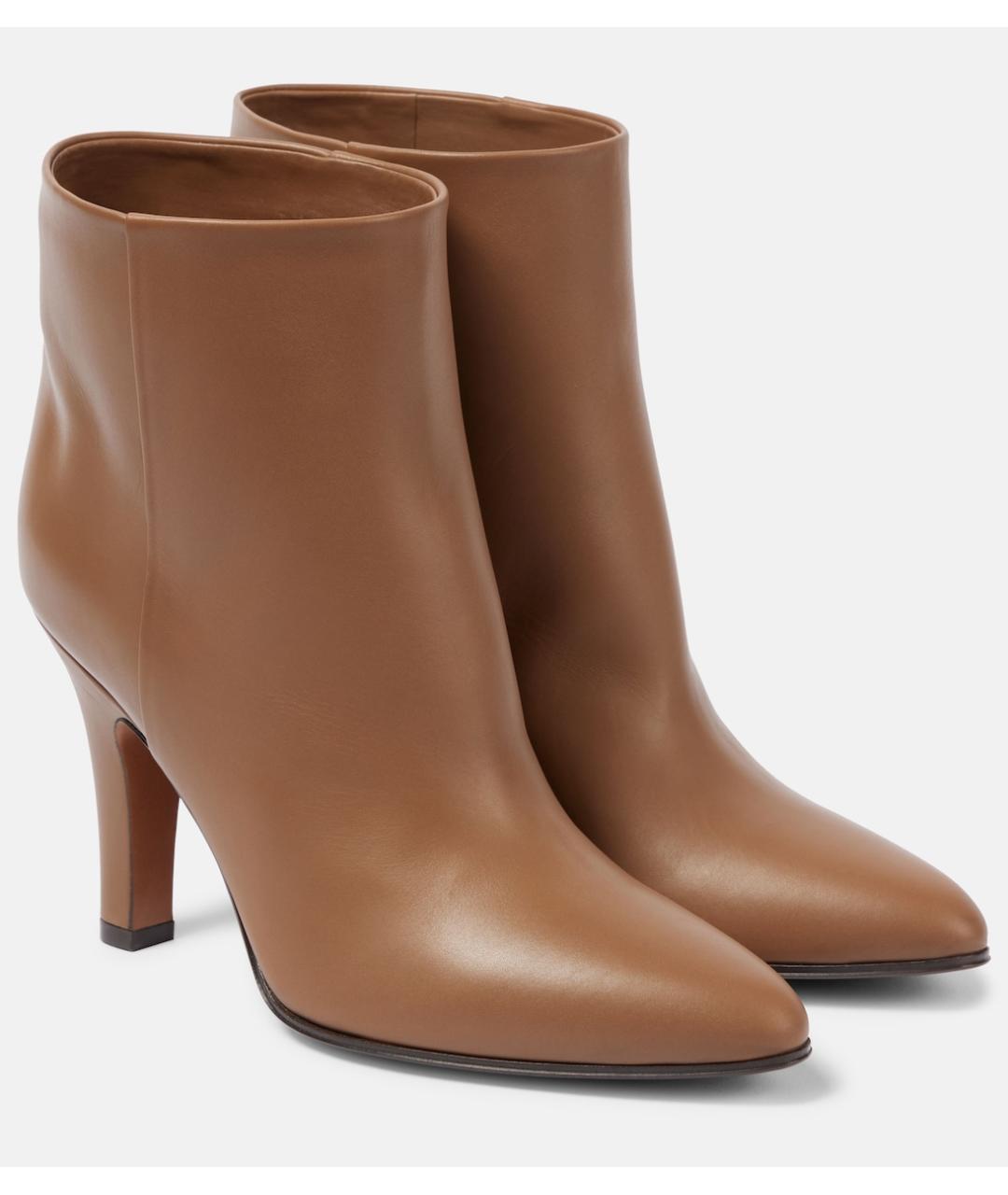 THE ROW Коричневые кожаные ботильоны, фото 3