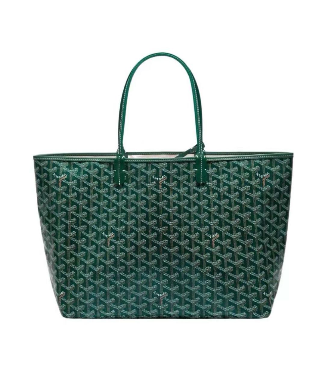 GOYARD Зеленая кожаная сумка с короткими ручками, фото 7