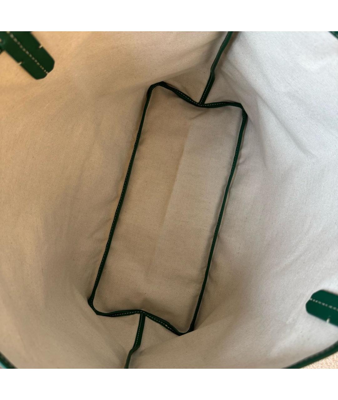 GOYARD Зеленая кожаная сумка с короткими ручками, фото 6