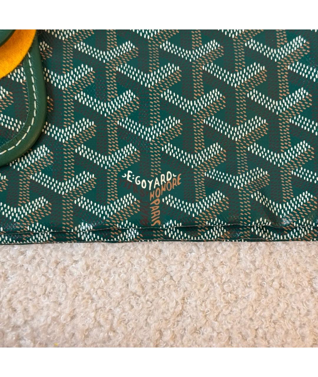 GOYARD Зеленая кожаная сумка с короткими ручками, фото 5