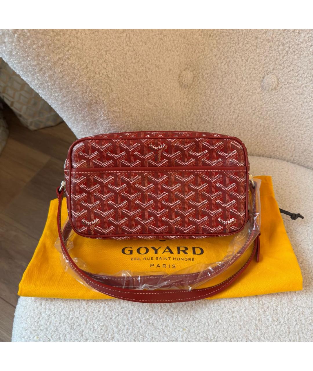 GOYARD Красная кожаная сумка через плечо, фото 2