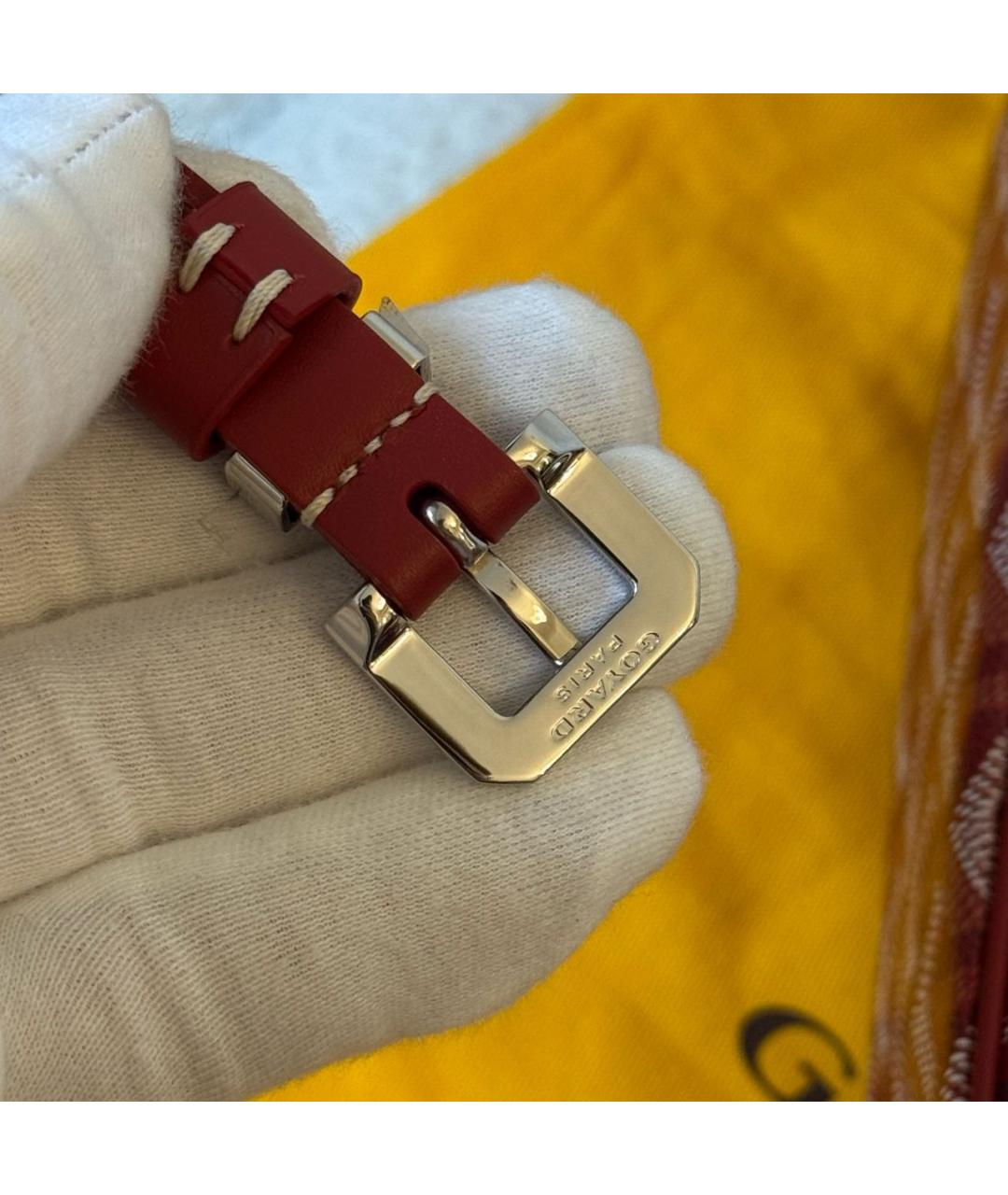 GOYARD Красная кожаная сумка через плечо, фото 5