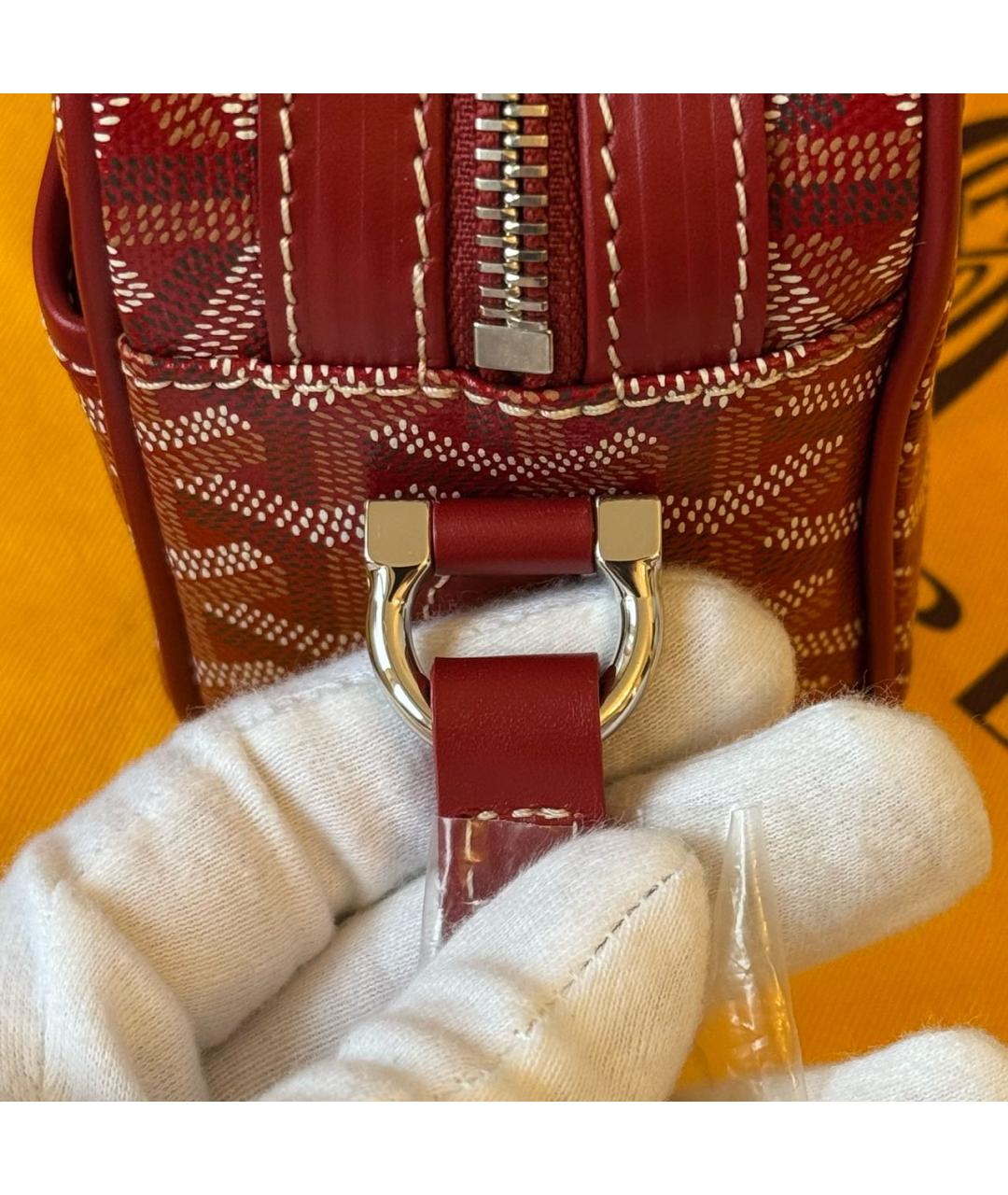 GOYARD Красная кожаная сумка через плечо, фото 6