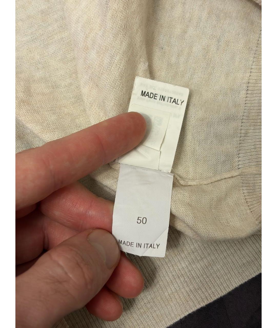 BRUNELLO CUCINELLI Бежевое хлопковое поло с коротким рукавом, фото 4